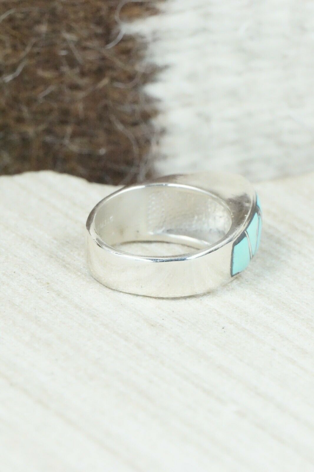 Turquoise & Sterling Silver Ring - Orena Leekya - Size 5.75
