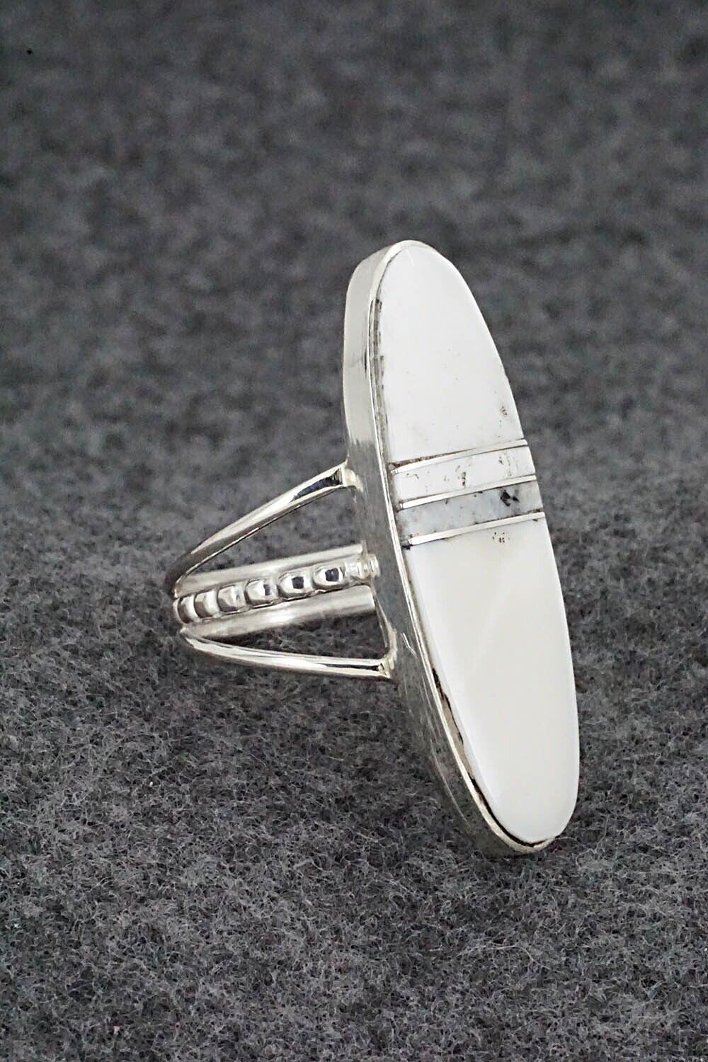 White Buffalo & Sterling Silver Ring - Harold Smith - Size 7