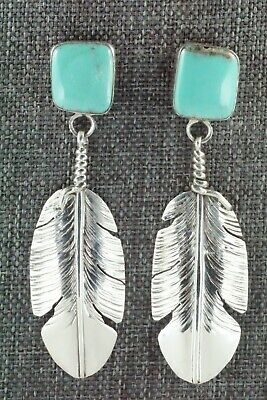 Turquoise & Sterling Silver Feather Earrings - Ben Begay