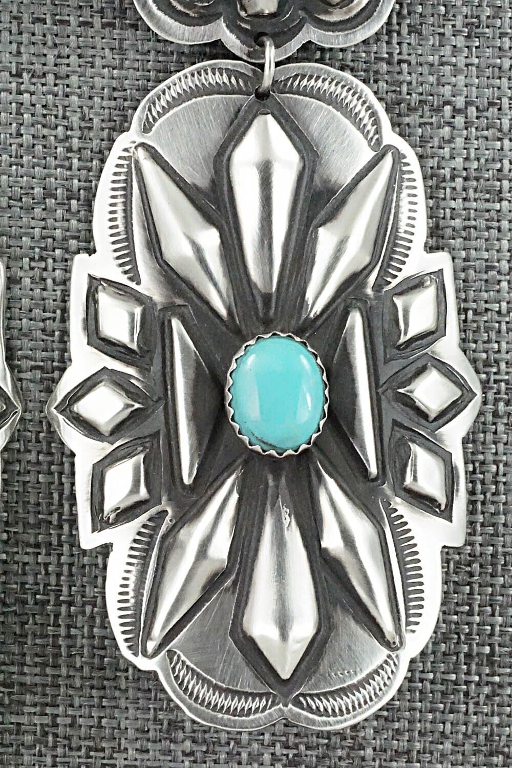 Turquoise & Sterling Silver Earrings - Leander Tahe