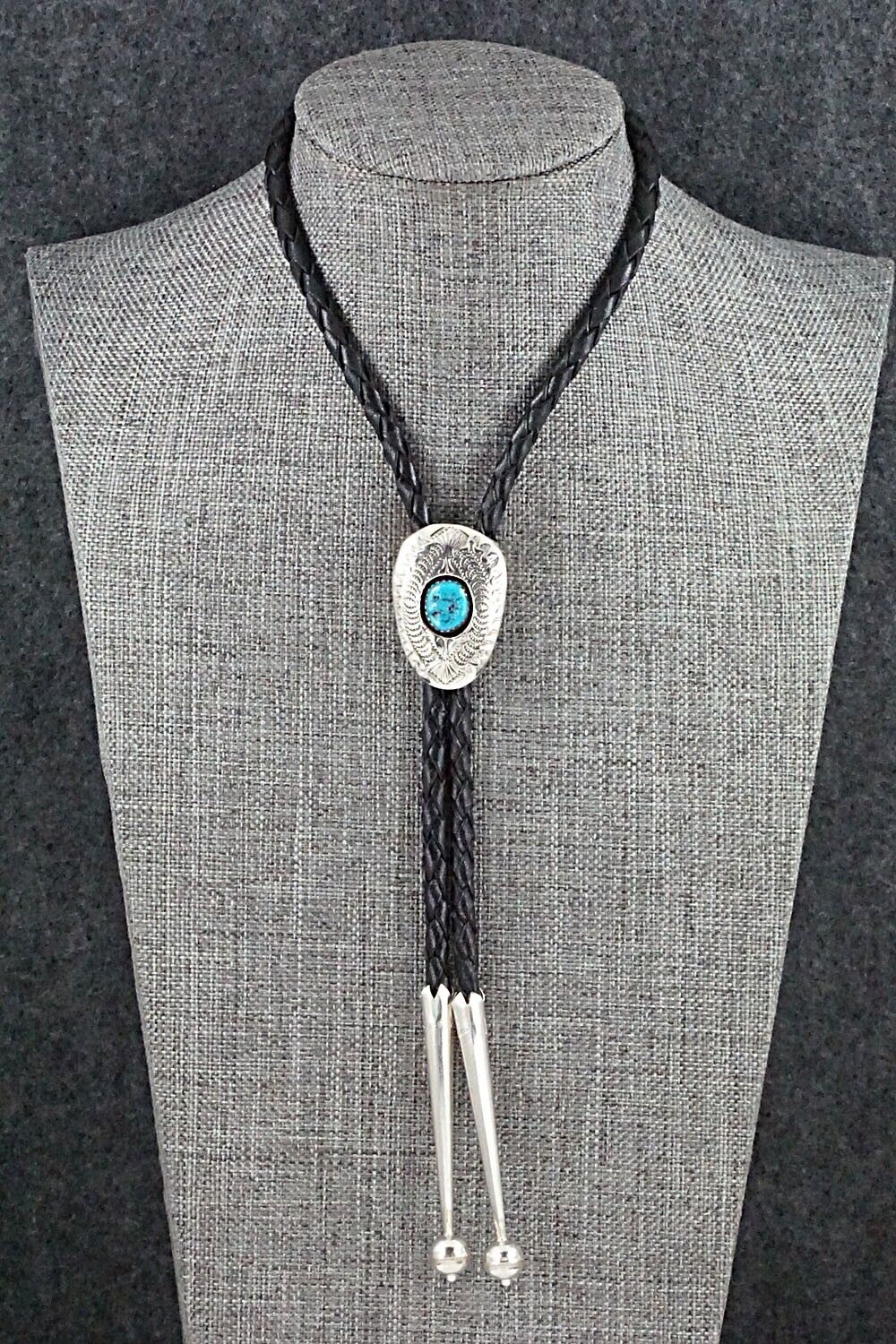 Turquoise & Sterling Silver Bolo Tie - Shirley Skeets
