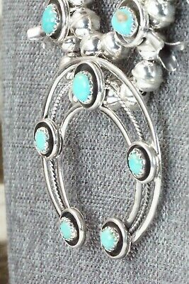 Turquoise & Sterling Silver Squash Blossom and Earrings - Phil Garcia