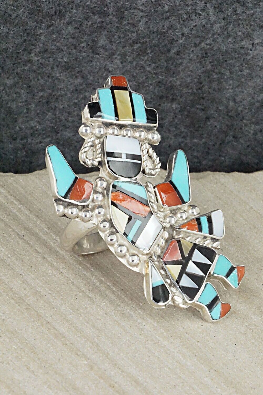 Multi Stone & Sterling Silver Ring - Marisa Selecion - Size 7.75