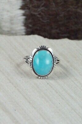 Turquoise & Sterling Silver Ring - Amos Begay - Size 8