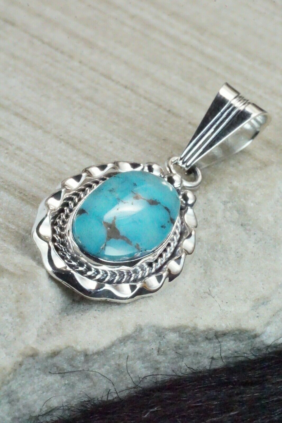 Turquoise & Sterling Silver Pendant - Samuel Yellowhair