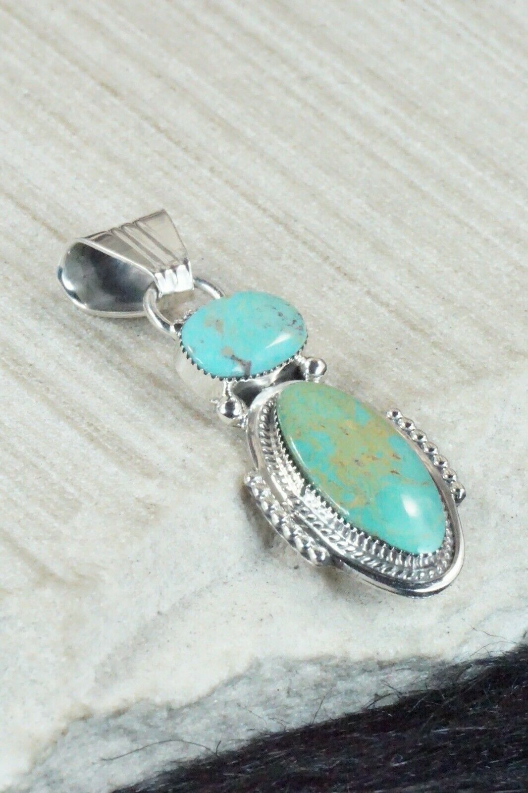 Turquoise and Sterling Silver Pendant - Bobby Platero