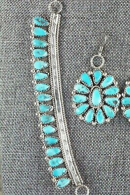 Turquoise & Sterling Silver Necklace and Earrings Set - Justina Wilson