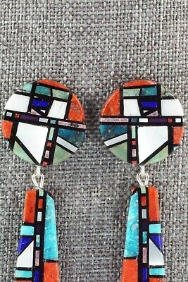 Multi Stone Inlay & Sterling Silver Earrings - Chris T. Nieto