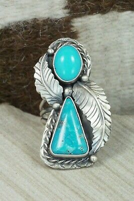 Turquoise and Sterling Silver Ring - Betta Lee - Size 8.5