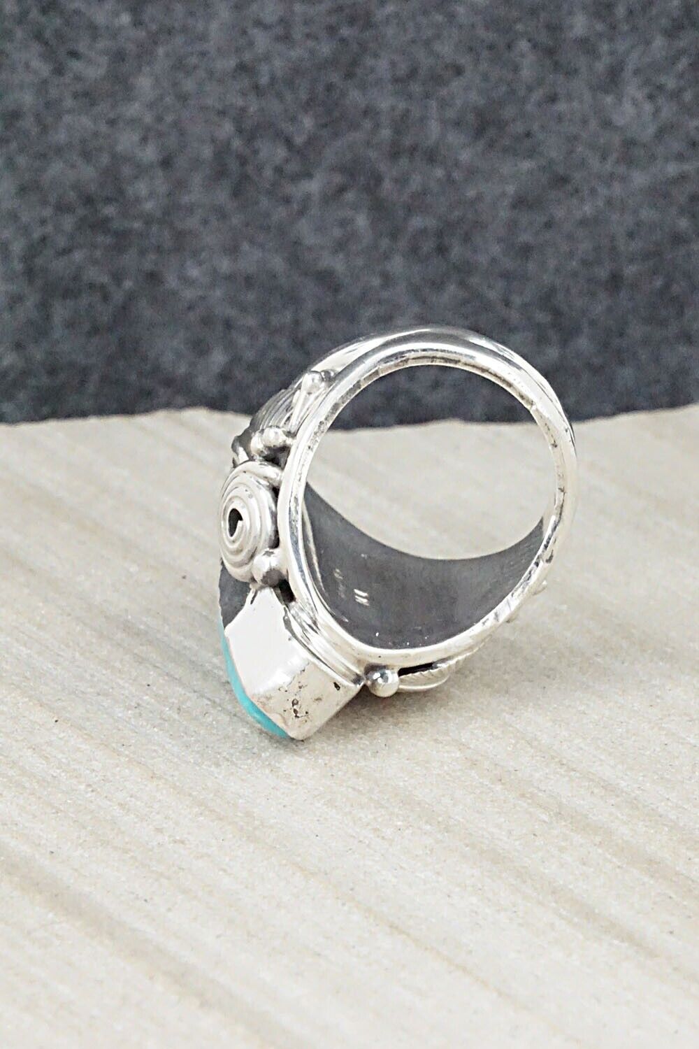 Turquoise & Sterling Silver Ring - Darrell Morgan - Size 6.5