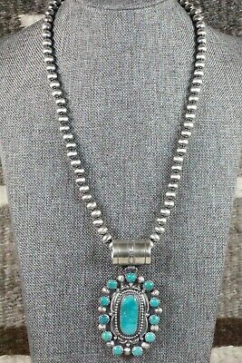 Turquoise Pendant & Sterling Silver Necklace - Tom Lewis