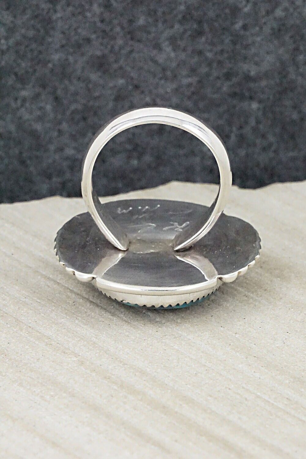 Turquoise & Sterling Silver Ring - Kenny Calavaza - Size 9