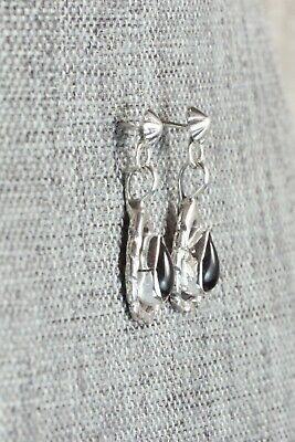 Onyx & Sterling Silver Earrings - Lee Shorty