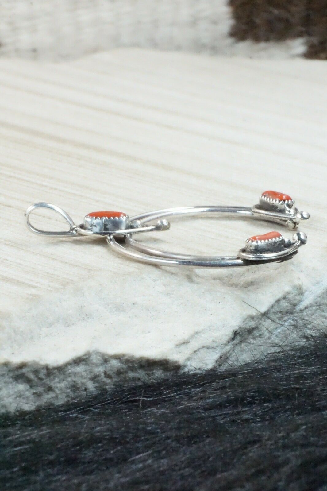 Coral & Sterling Silver Pendant - Priscilla Reeder