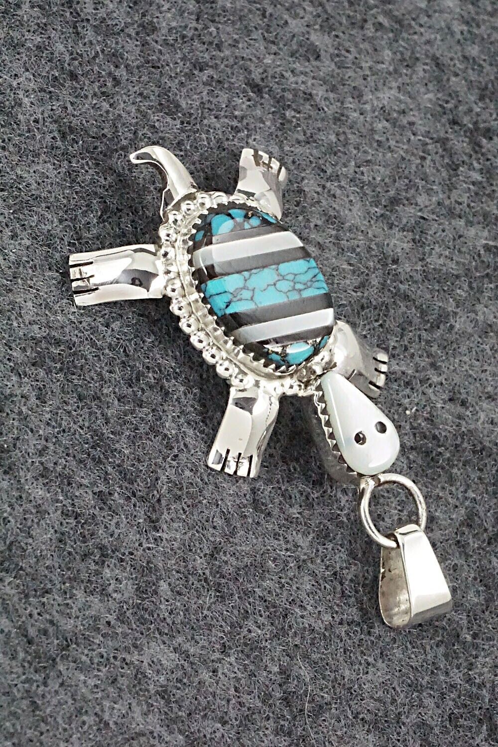 Multi Stone & Sterling Silver Inlay Pendant - Wayne Haloo