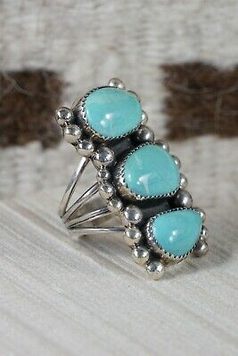 Navajo Turquoise and Sterling Silver Ring - Alvin Joe - Size 7.25 - High Lonesome Trading