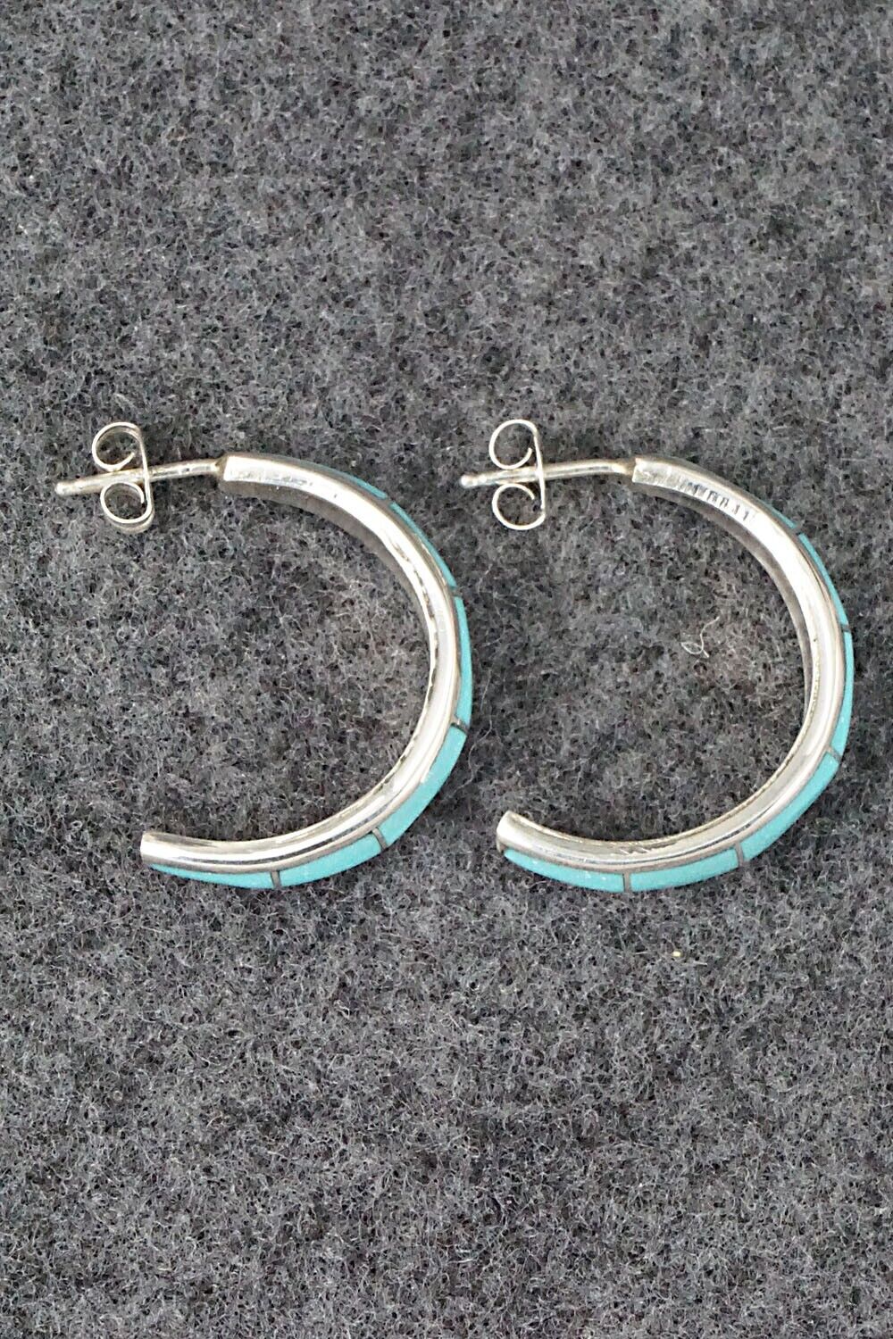 Turquoise & Sterling Silver Earrings - Philbert Chavez