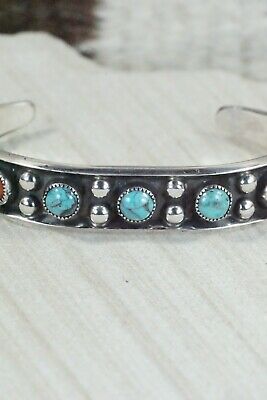 Turquoise, Coral & Sterling Silver Bracelet - Paul Largo