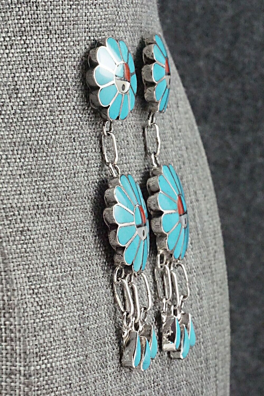 Multi Stone & Sterling Silver Inlay Earrings - Burdian Soseeah