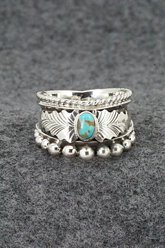 Turquoise & Sterling Silver Ring - Tom Lewis - Size 9