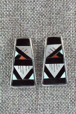 Multi Stone Inlay & Sterling Silver Earrings - Leander Othole