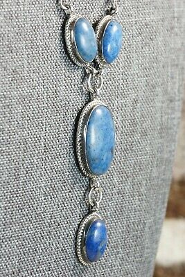 Navajo Lapis & Sterling Silver Necklace Set - Alvin Joe