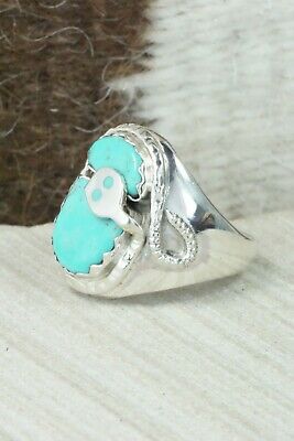 Turquoise & Sterling Silver Ring - Joy Calabaza - Size 9.75