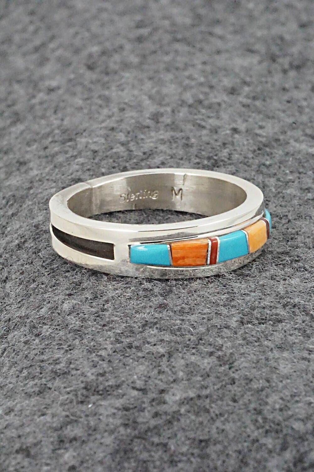 Multi-Stone & Sterling Silver Inlay Ring - Wilbert Muskett Jr. - Size 12.5