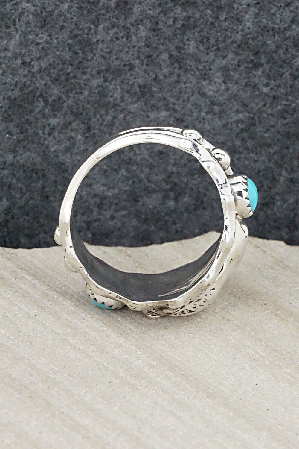 Turquoise & Sterling Silver Ring - Genevieve Francisco - Size 10.5