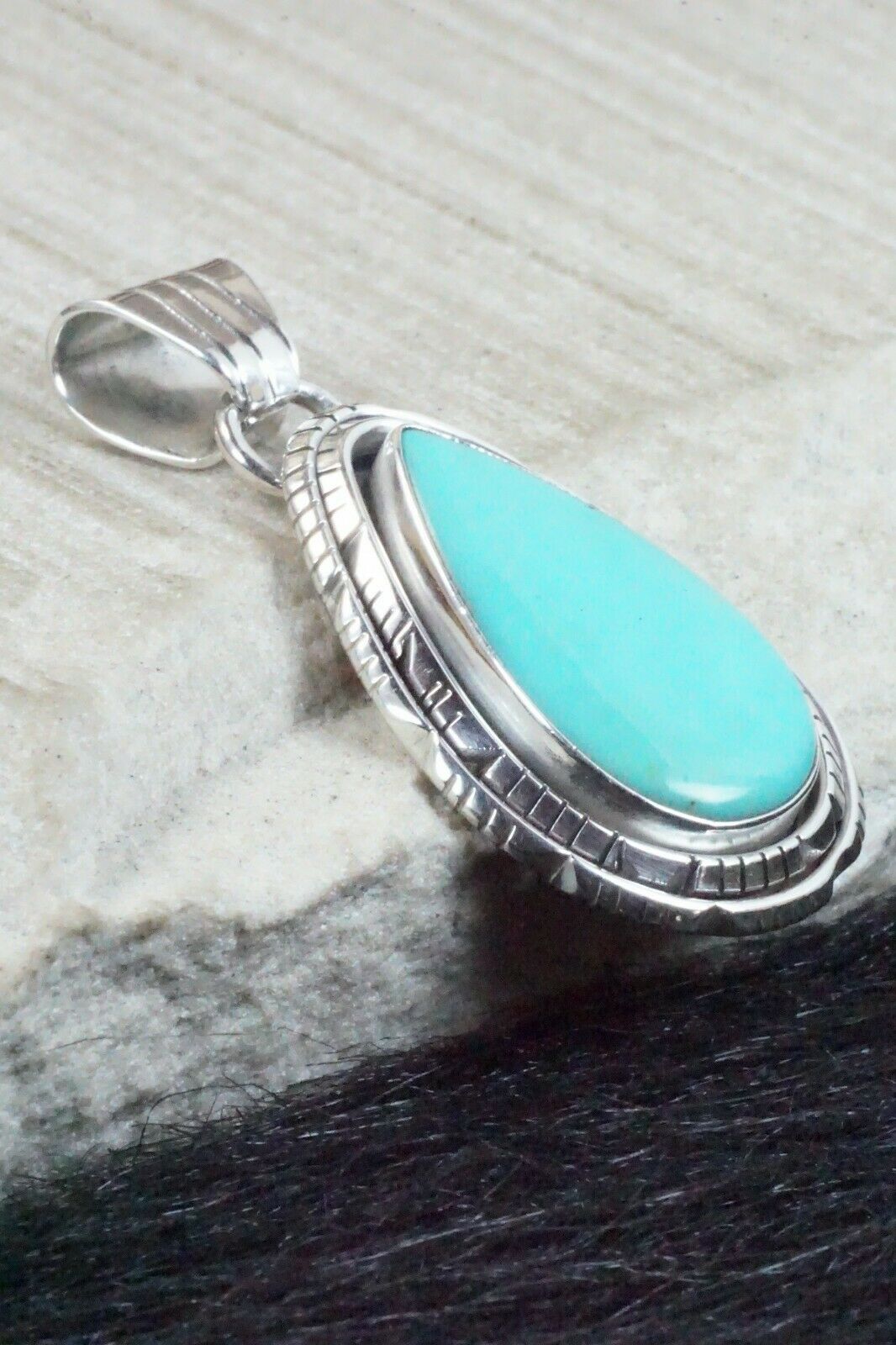 Turquoise & Sterling Silver Pendant - Samuel Yellowhair