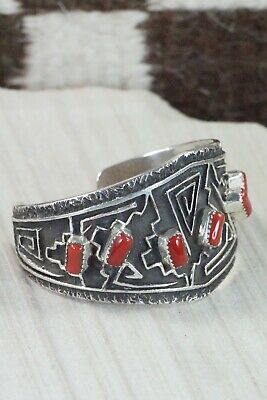 Coral & Sterling Silver Bracelet - Delbert Arviso