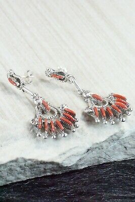 Coral & Sterling Silver Earrings - Bernadette Wyaco