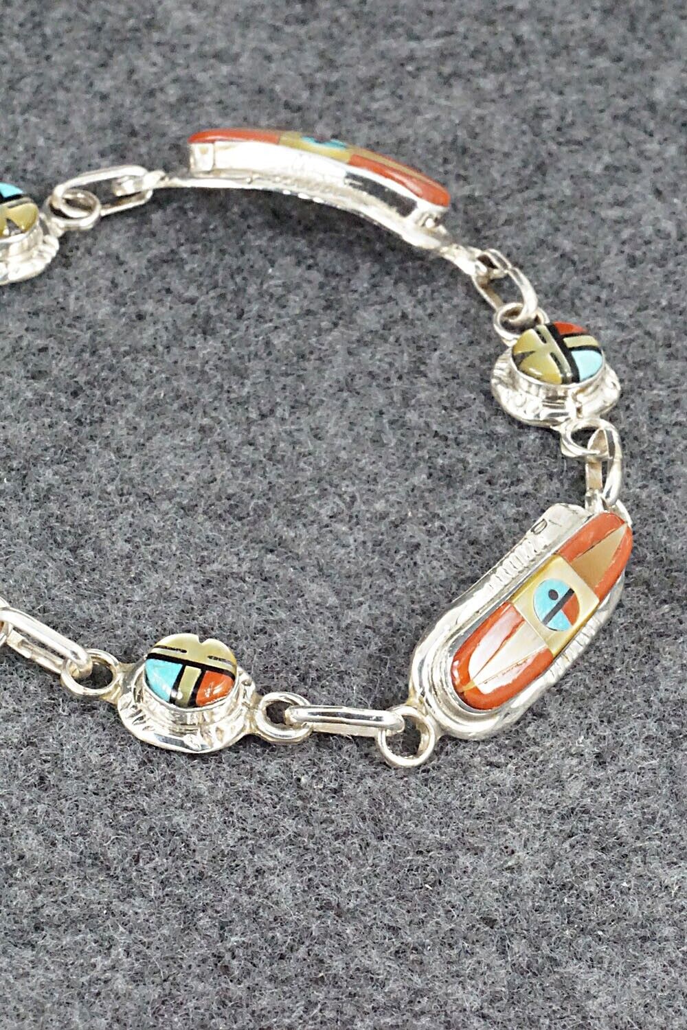 Multi Stone & Sterling Silver Link Bracelet - Patty Edaakie