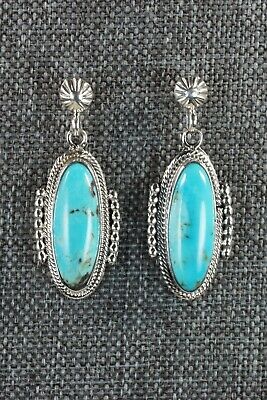 Navajo Turquoise and Sterling Silver Earrings - Verley Betone