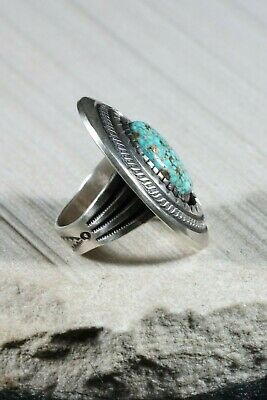 Navajo Turquoise and Sterling Silver Ring - Calvin Martinez - Size 8 - High Lonesome Trading