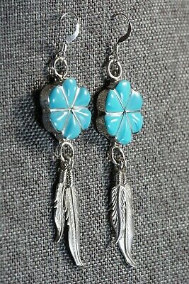 Zuni Turquoise & Sterling Silver Flower Earrings - Jonathan Besselente