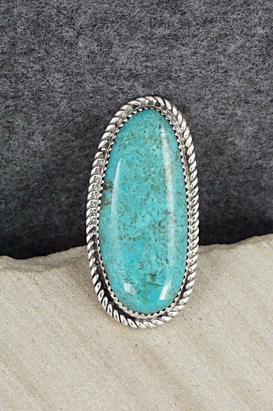 Turquoise & Sterling Silver Ring - Leslie Nez - Size 9.5