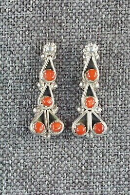 Coral & Sterling Silver Earrings - Alvina Lamy