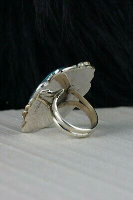 Navajo Turquoise and Sterling Silver Ring - Leslie Nez - Size 6.75 - High Lonesome Trading