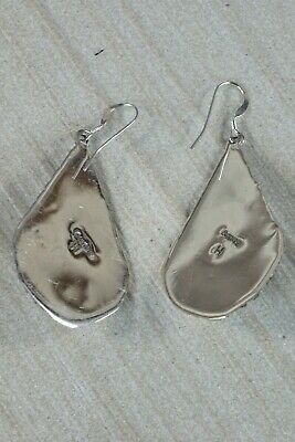 Navajo Lapis and Sterling Silver Earrings - Henry Attakai - High Lonesome Trading