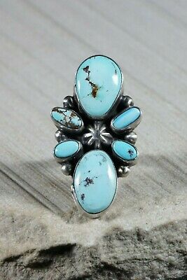 Navajo Turquoise and Sterling Silver Ring - Bobby Johnson - Size 8 - High Lonesome Trading