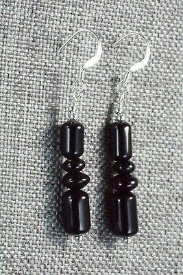 Onyx & Sterling Silver Earrings - Louise Joe