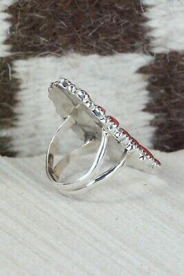 Coral and Sterling Silver Ring - Donovan Wilson - Size 7.75
