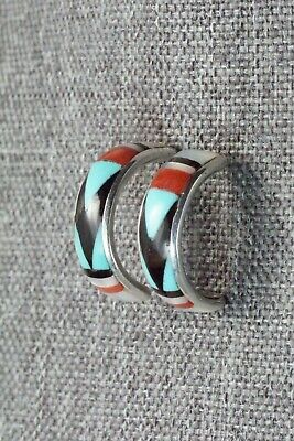Multi Stone Inlay & Sterling Silver Earrings - Delberta Boone