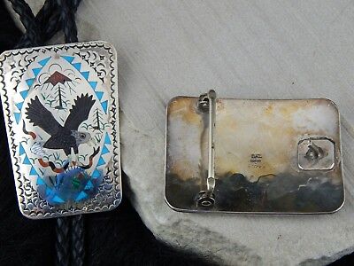 Zuni Sterling Silver Bolo Tie & Sterling Silver Buckle - Samuel Guardian - High Lonesome Trading