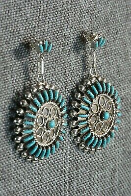 Zuni Turquoise & Sterling Silver Earrings - Philander Gia - High Lonesome Trading