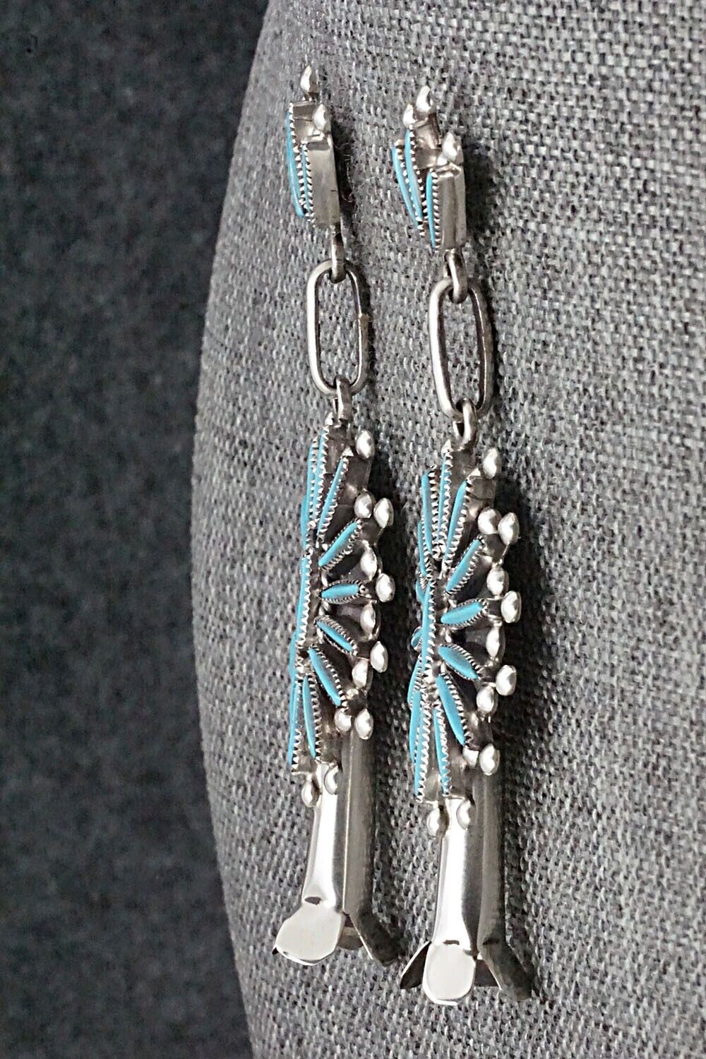Turquoise & Sterling Silver Earrings - Lance & Cordelia Waatsa