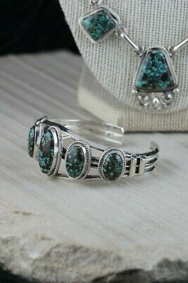 Navajo Turquoise & Sterling Silver Necklace Set - Raymond Delgarito - High Lonesome Trading