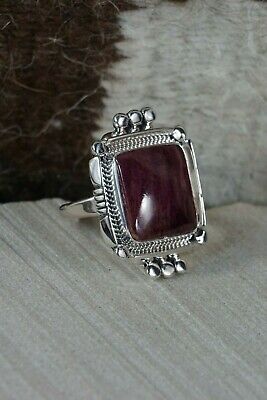 Navajo Spiny Oyster & Sterling Silver Ring - Daniel Benally - Size 7.5 - High Lonesome Trading