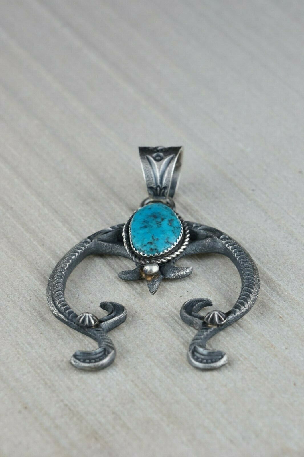 Navajo Turquoise and Sterling Silver Pendant - Eva & Linberg - High Lonesome Trading